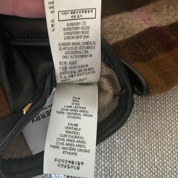 BURBERRY Checked Paneled Wool Gloves with Leather Trim - Size 7.5 - Picture 14 of 15